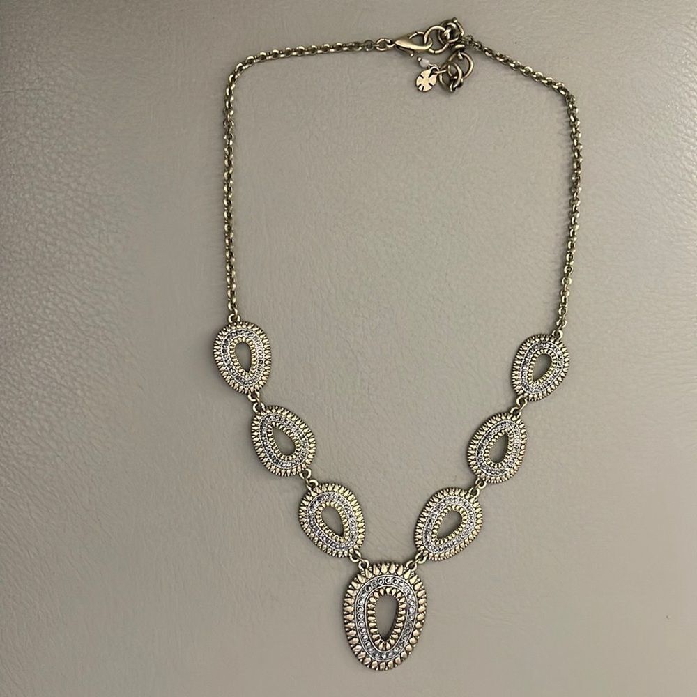 Lucky Brand Gold Tone Teardrop Marcasite Necklace
